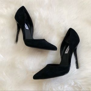 Steve Madden Varcityy Black Suede Stilettos